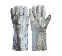 Genérico Gants de soudure : gants de sécurité 35,6 cm pour les tâches de cuisine, couche protectrice avec feuille d'aluminium, travail pour fonderie acier métallurgie, matériau résistant aux