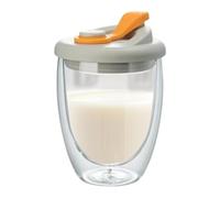 Generico Glass Coffee Cup For Tea - Double Wall Glass Coffees Cup | 350 ml Insulated Glasss Teas Mugs | Travel Coffees Mug With Lid | Insulated Beer Mug For Coffee, Tea, Juice, Milk, Lait, Dessert