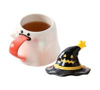 Genérico Halloween Cups For Children - Fest Au Festival à La Maison, Tasse D'eau Pour Maison | Thermique 0,45 Litre De Forme Fantôme En Porcelaine Avec Couvercle Pour Les Étudiants Cinéma De
