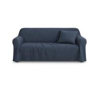 Generico Housse de protection multi-usages - Housse de canapé 2 places ou couvre-lit simple/double, mélange de coton uni bleu, dimensions 240 x 280 cm - Made in Italy