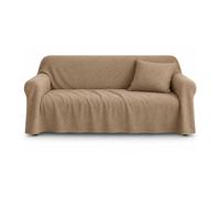 Generico Housse de protection multifonction - Housse de canapé 2 places ou couvre-lit simple/double, mélange coton couleur unie taupe 170 x 280 cm - Fabriqué en Italie