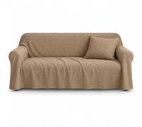 Generico Housse de protection multifonction - Housse de canapé 2 places ou couvre-lit simple/double, mélange coton couleur unie taupe 240 x 280 cm - Fabriqué en Italie