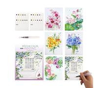 Generico Kit d'aquarelles - Album portable avec 12 couleurs et pinceau - Kit de fournitures artistiques pour débutants - Pour la maison, l'étude, l'école, les voyages, la voiture, l'extérieur, la