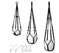 Genérico Kit pour suspendre des plantes, 3 pièces panier bohème tissé à la main - Crochets pour plantes, pour extérieur, plafond, fenêtre, salle de bain, couverture, intérieur, balcon, fleurs, maison