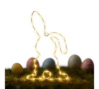 Generico Lampe de fenêtre LED lapin de Pâques - Décoration de printemps - 32 x 19 x 0,39 cm - Veilleuse avec télécommande, minuterie, matériau en métal, idéale pour les vacances, les anniversaires, la