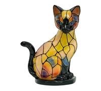 Generico Lampe de table chat éclairage LED rétro en résine 3D | Veilleuse chat pour chambre d'enfant, salon, bureau, étagère, fête, Noël, bar