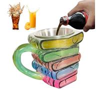 Genérico Livre peint - Café avec livre coloré, livres peints pour boissons de grande capacité, design élégant et facile à tenir, verres réutilisables , accessoire de cuisine