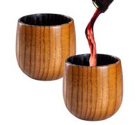 Genérico Lot de 2 verres à whisky en bois réutilisables | Verres à café et whisky rustiques pour café, vin, bourbon, bière, hommes, papa, anniversaire, maison, bureau, restaurant, bar
