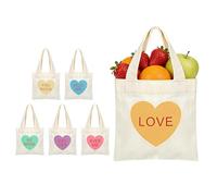 Generico Lot de 6 mini sacs en toile avec pendentif en forme de cœur, accessoire de vacances, coffret cadeau, sac en toile pour filles