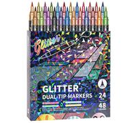 Generico Marqueurs de dessin | Pointe fine et pinceau avec paillettes, feutres de dessin pour colorier - pour classe, maternelle, agenda, scrapbooking, dessin, croquis, illustrations