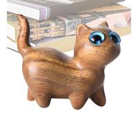 Genérico Mini chat de table : matériau en bois , fourniture d'art professionnelle, statuette de bureau, chat en bois sculpté, protection | Aide Confi