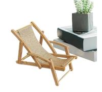 Generico Mini Foldable Wooden Beach Chair - Wood 15 x 6,1 x 6,5 cm | Tiny Lounge Chair Decoration | Tabletop Model Furniture For Bookshelf Home Display Collectibles