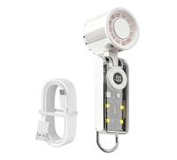 Generico Mini ventilateur portable à main, avec lumière LED, 3600 mAh, pliable, rechargeable par USB, pour dortoir, maison, pique-nique, camping, bureau, activités en plein air