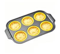 Generico Moule à muffins en silicone, support flexible à 6 cavités - Moules pour muffins antiadhésifs en silicone, pour cookies, brownies, chocolat, beurre, dessert et friteuse à air