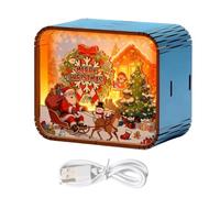 Genérico Music Box Christmas Festive Wind-Up Light Up Wooden Collectible | Holiday Displays Santa Music Box for Boys Girls Adults Teen Family Friends Women Men