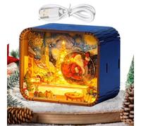 Genérico Music Box Christmas Festive Wind-Up Light Up Wooden Collectible | Holiday Displays Santa Music Box for Boys Girls Adults Teen Family Friends Women Men