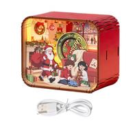 Genérico Music Box Christmas Festive Wind-Up Light Up Wooden Collectible | Holiday Displays Santa Music Box for Boys Girls Adults Teen Family Friends Women Men