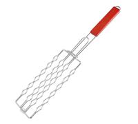 Generico Panier de barbecue pour légumes, en acier inoxydable avec poignée en bois, porte-hot-dog de grille, pour saucisses, viande, poisson, maison, extérieur, camping, pique-nique, feu de