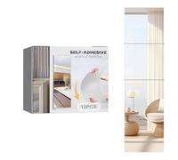 Genérico Panneaux miroirs | 12 pièces d'autocollants carrés en acrylique - Feuilles de miroir de 9,9 x 9,9 cm | pour la décoration de salle de bain, mur, garage et armoire de maison