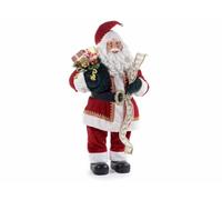 Generico Père Noël décoratif pour vitrine avec Habit en Velours Rouge, Ceinture et Sac de Cadeaux, cm 49x27x83 H (à la tête), décoration pour la Maison
