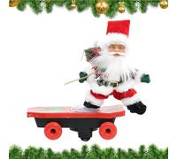 Genérico Père Noël Père Noël Décoration de Scooter Musicale 38x22x10cm Statuette de Noël Décoration de la Maison | Saison pour Chambre d' Étagère de Bureau, re