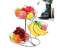 Genérico Plan de travail, 3 niveaux en acier inoxydable avec crochet pour bananes - Panier à fruits pour plan de travail de cuisine - Pour maison, garde-manger, appartement, légumes, pommes de terre
