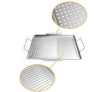 Generico plate - Grille en acier inoxydable - Outil de cuisson pour barbecue - Double poignée - Accessoire de camping en plein air - Design de gril pour