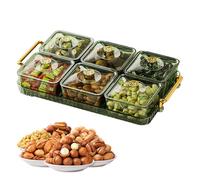 Genérico Plateau de service divisé : fruits de , poignée de transport multi-sections, plat de service transparent et élégant, couvercle sécurisé, compartiments faciles à nettoyer | Per