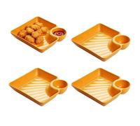 Generico Plateau pour apéritifs - Plateau de service divisé avec récipient pour sauces, antidérapant, résistant à la chaleur, portable pour goûter, fête, dessert, entrée