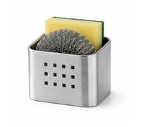Generico Porte-éponge de cuisine en acier inoxydable - Set de 3 pièces avec éponge et paille | Organisateur évier compact 10,5 x 8 cm | Antirouille avec drainage | Couleur argent