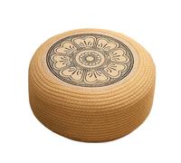 Generico Pouf ottoman d'extérieur - Tabouret rond tressé pour extérieur, coussin Tatami pour jardin, salon, piscine, salon