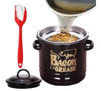 Generico Récipient pour graisse de bacon 1200 ml | Pot à graisse de baguette avec spatule et passoire pour cuisiner au four, vacances, w nd, petit-déjeuner, brunch, repas