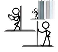 Generico Serre-livres en métal noir : design créatif de figurines, étagère à livres, présentoir, organisateur élégant pour la maison, bibliothèque, table basse, meuble TV, chambre, salon, bureau