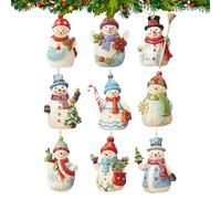 Genérico Snowman Ornement, 9 pièces Hanging Set, Wooden Figurine Collectibles, Holiday Craft Pendants, Festive Decor Accents for Patio, Garden, Home, Kitchen, Wall, Window, Party, Outdoor, Decorations