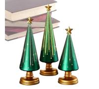 Genérico Statue d'arbre de Noël - 3 pièces Statuette de Noël en résine étoile et arbre | pour décorations de maison, intérieur, hiver, étagère de Noël et centres de table