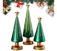 Genérico Statue d'arbre de Noël, 3 pièces statuette de Noël, figurine d'arbre avec étoile en résine artificielle - pour décorations de Noël, maison, intérieur, chambre, étagère