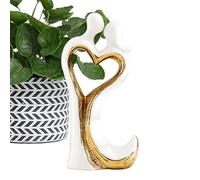 Genérico Statue de couple romantique en céramique avec cœur pour étagère | Statuette de Saint Valentin, cadeau pour mariage, fiançailles, Saint-Valentin, Noël, anniversaire, soirée romantique