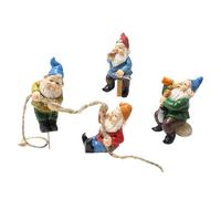 Genérico Statue d'elfe - Set de mini gnomes en résine pour exposition dans le jardin d'elfe grimpeur avec corde suspendue | Figurines décoratives de nain pour en pot extérieur