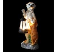 Genérico Statue suricate Décoration extérieure de jardin | Mère et Suricates Décoration extérieure avec lampadaire solaire Figurine à collectionner Animal pour balcon, patio, pelouse