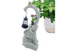 Genérico Statuette de jardin éléphant - Figurines d'éléphant - Accessoires décoratifs avec lumière LED alimentée par l'énergie solaire et nain pour décoration de paysage de la cour