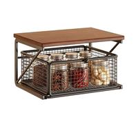 Genérico Support micro-ondes plan organisateur 2 niveaux pour imprimante | Tiroirs de rangement sur plan de travail pour papeterie, chambre, bureau, sachets à thé, pots, légumes, fruits