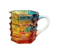 Generico Tasse à café - Bocal empilable en verre peint 3D | Tasses en verre de couleur dégradée avec poignées | Tasse résistante à la chaleur sur le thème du livre pour latte, bière, cappuccino, eau