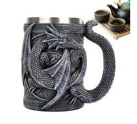 Genérico Tasse à café dragon - Tasse médiévale 3D pour bière | En acier inoxydable 568 ml, pour thèmes, cadeaux et amateurs de designs créatifs