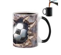 Genérico Tasse de football 3D - Tasse à thé en céramique qui change de | Couleur | Tasse de football 3D avec motif fissures, cadeau pour la famille, les amis, les fans