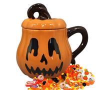Genérico Tasse d'Halloween 350 ml Gobelet singe | Bol de cuisine en céramique avec couvercle et poignée pour les amateurs de café, thé, lait, bière et boissons pour Halloween