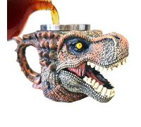 Generico Tasses amusantes - Ergonomique en forme de crâne de dinosaure en résine et acier inoxydable, base antidérapante de grande capacité, nouveauté pour verres | drink