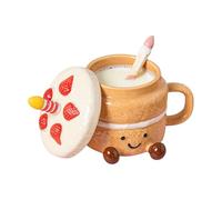 Generico Tasses amusantes pour femmes - Céramique 400 ml avec couvercle cuillère et pieds - Tasses à café et à boisson, pour femmes, filles, Noël, anniversaire, Saint Valentin, maison, bureau, café