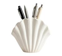 Genérico Vase avec coquillages Conteneur de rangement côtier moderne | Vase décoratif pour pinceaux de maquillage, papeterie, bureau à domicile, salle de bain, bibliothèque, coiffeuse,