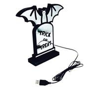 Generico Veilleuse fantôme - Lampe LED lapide chauve-souris avec support - Décoration éclairage alimentation USB pour maison, jardin, intérieur, extérieur, fêtes, réunions, famille