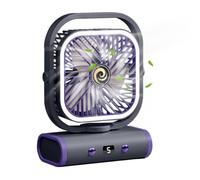 Generico Ventilateur de bureau pour chambre à coucher | Partie de la table de refroidissement de bureau Quiet - 5 vitesses Relier à air rechargeable avec veilleuse, gadget frais à inclinaison
